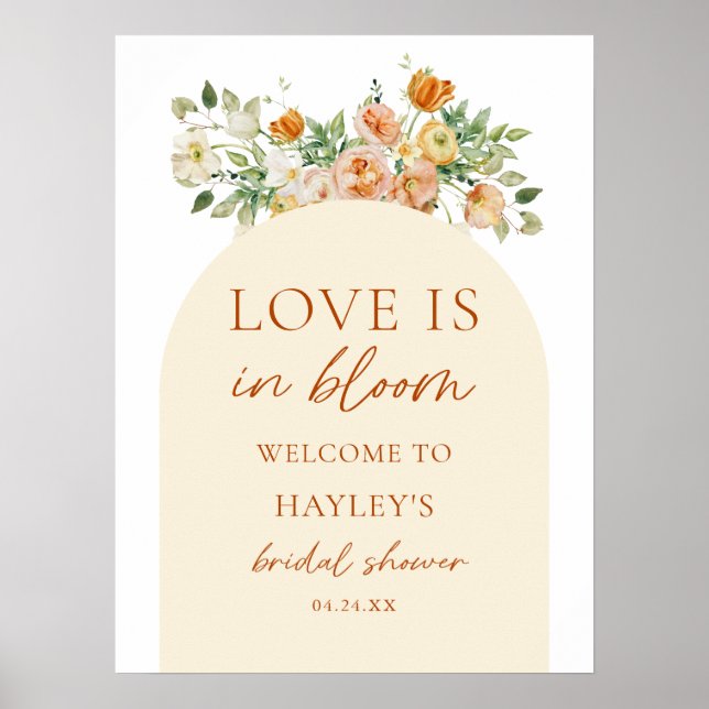 Poster L'Amour Est En Fleur Fête des mariées Florale Affi (Devant)