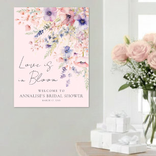 Poster L'amour est en fleurs Fête de mariage rose blush