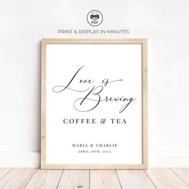 Poster L'amour est en train de faire du café de mariage m (Créateur téléchargé)