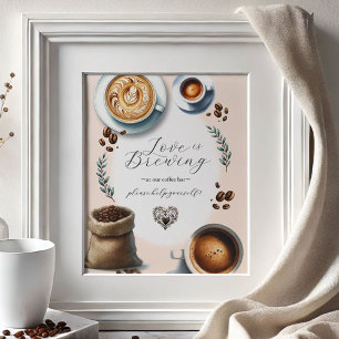Poster L'amour est en train de préparer un café Panneau d