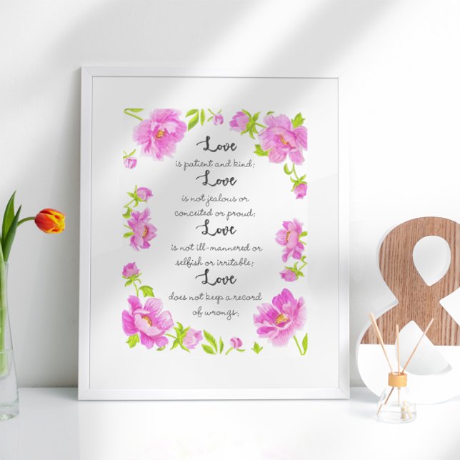 Poster L'amour est I Corinthians 13 Texte Floral (Créateur téléchargé)