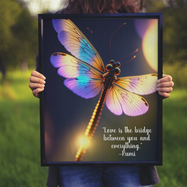 Poster L'amour est la libellule du pont Rumi Citation (A beautiful print for home, office, meditation room, yoga studio...)