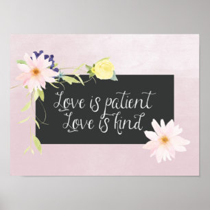 Poster L'amour est l'aquarelle du patient Floral