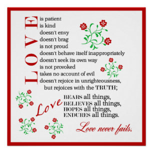Poster L'amour est patient...   1 Corinthiens 13:4-8