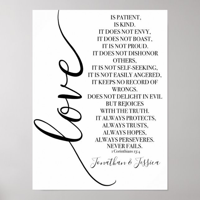 Poster L'amour est patient 1 Corinthiens 13 personnalisé (Devant)
