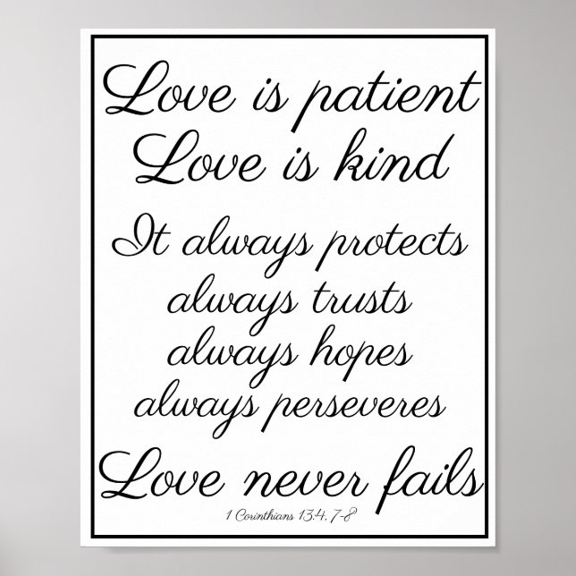 Poster L'amour est patient, l'amour est gentil (Devant)