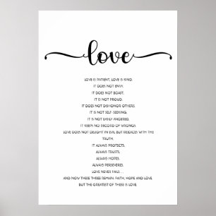 Poster L'amour est patient, l'amour est gentil, verset de