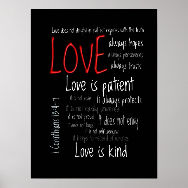 Poster L'amour est Patient Mix Red non encadré ou encadré (Devant)