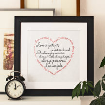 L'amour est patient Mot Cœur non encadré ou encadr