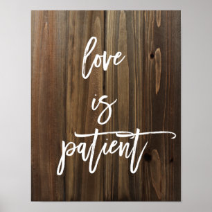 Poster L'amour est patient sur l'affiche en bois   de