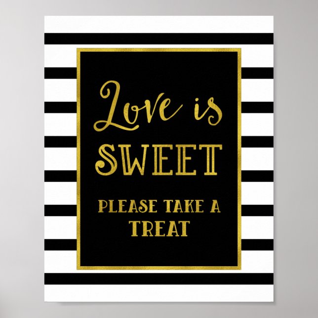 Poster L'amour est sucré Barre de bonbons Mariage Gold Bl (Devant)