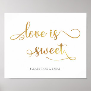 Poster "L'amour est sucré" dessert en or en faveur du Mar