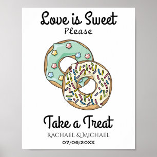 Poster L'amour est sucré Prenez un gâteau Bar à beigne