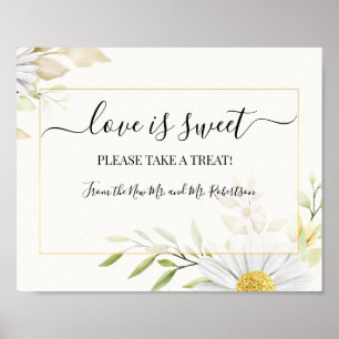 Poster L'amour est Sweet Dessert Table Mariage Vert Signa