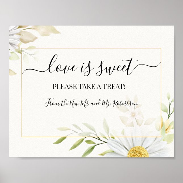 Poster L'amour est Sweet Dessert Table Mariage Vert Signa (Devant)