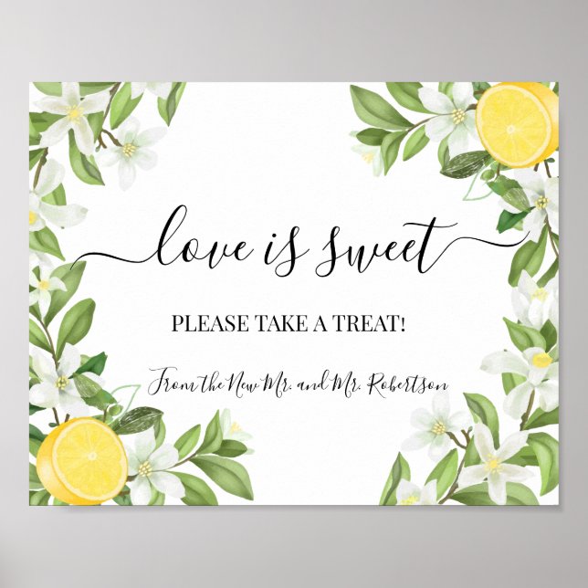 Poster L'amour est Sweet Dessert Table Mariage Vert Signa (Devant)
