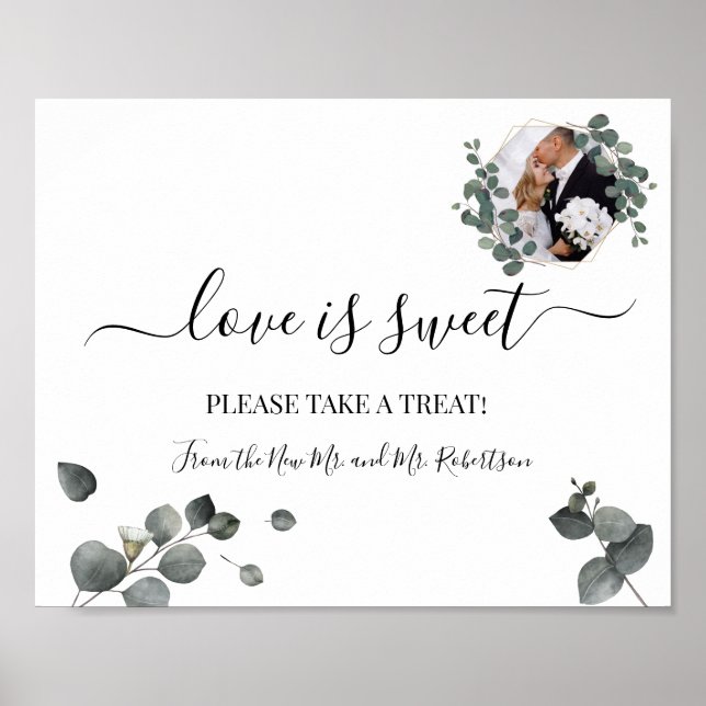 Poster L'amour est Sweet Dessert Table Mariage Vert Signa (Devant)