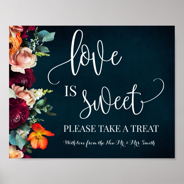 Poster L'amour est Sweet Dessert Table Vin Mariage Marine (Devant)