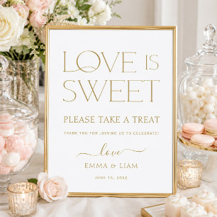 Poster L'amour est un doux panneau de table pour cadeaux