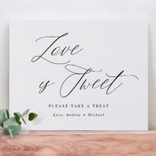 Poster L'amour est un panneau de mariage doux Calligraphi