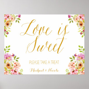 Poster L'amour est un signe doux   fleurs romantiques   T
