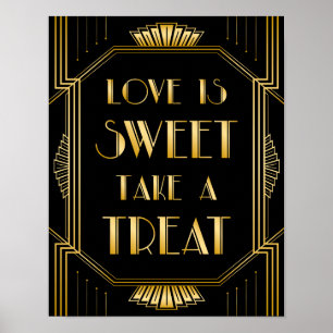 Poster L'amour est un signe Mariage doux   Gatsby Art Déc