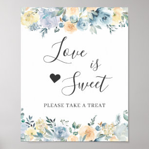 Poster L'amour est une barre de dessert vanille chic bleu