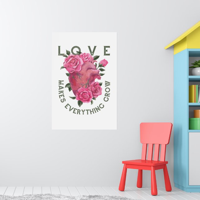 Poster L'amour fait tout grandir - Art Floral Romantique (Pépinière 1)