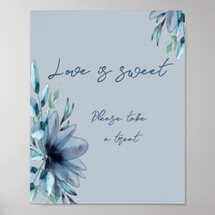 Poster L'amour floral bleu Dusty est douceur nuptiale dou