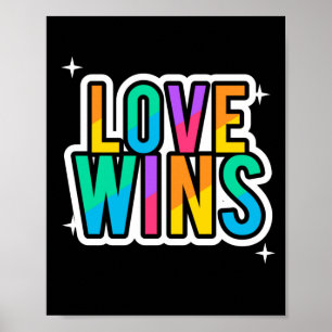 Poster L'amour gagne. LGBTQ+Fierté. Arc en ciel.