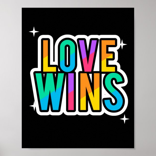 Poster L'amour gagne. LGBTQ+Fierté. Arc en ciel. (Devant)