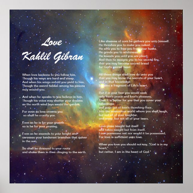 Poster L'amour par Kahlil Gibran (Devant)