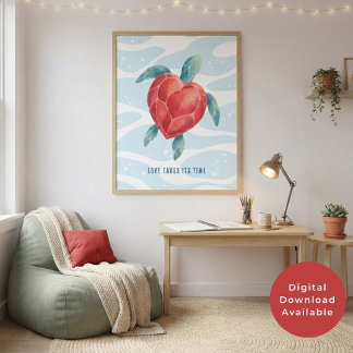 Poster L'amour prend son temps Art de la Saint-Valentin T