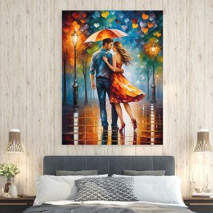 Poster L'Amour Romantique Et Coloré Est Dans L'Air Sur Le