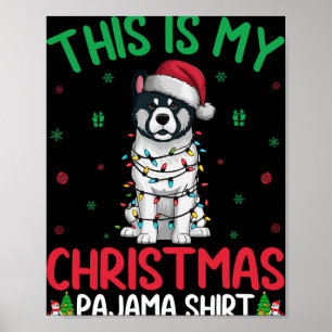Poster Lampe d'arbre de Noël moche Père Noël Akita chien 