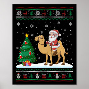 Poster Lampe d'arbre de Noël moche Xmas Père Noël Riding 