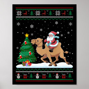 Poster Lampe de Noël moche Noël Père Noël Riding Camel