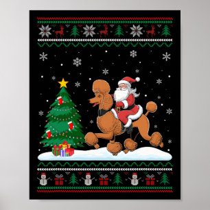 Poster Lampe de Noël moche Noël Père Noël Riding Poodle