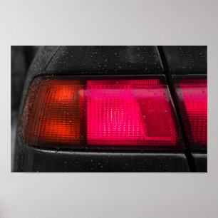 Poster Lampe de voiture en pluie