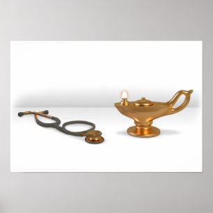 Poster Lampe Infirmière Et Stethoscope