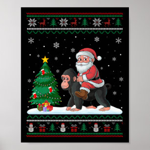 Poster Lampes de Noël moches Noël Père Noël Riding Ape