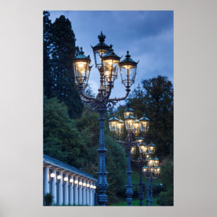 Poster Lampes de rue la nuit, Allemagne