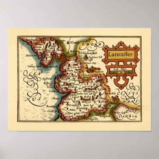 Poster Lancashire Comté Angleterre Ancien Antiquaire Cart (Devant)