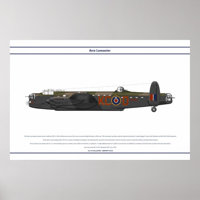 Poster Lancaster BIII 617e Escadron (Devant)