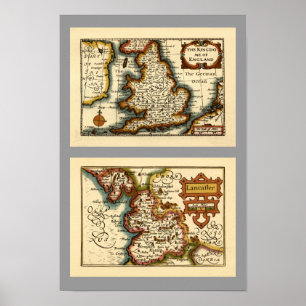 Poster "Lancaster" Lancashire County Map