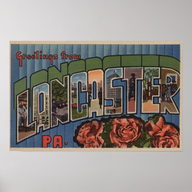 Poster Lancaster, Pennsylvanie - Scènes de grandes lettre (Devant)