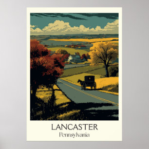Poster Lancaster Pennsylvanie Vintage Amish Country Art