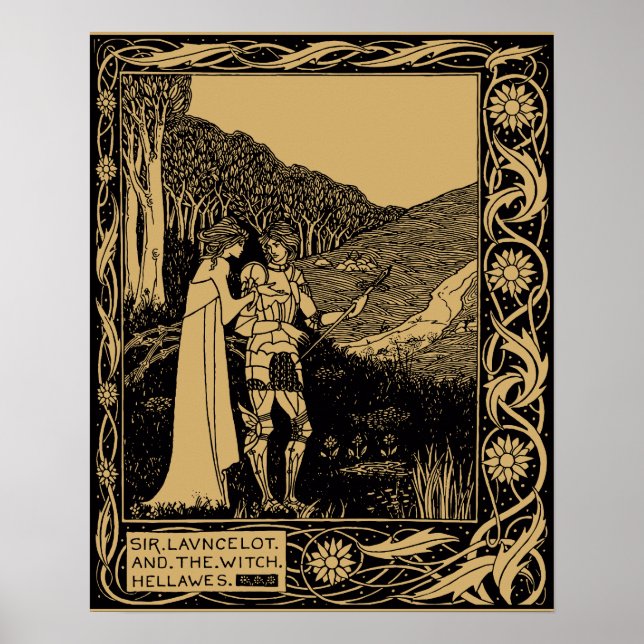 Poster Lancelot et Hellawes par Aubrey Beardsley (Devant)