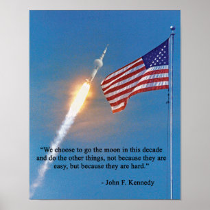 Poster Lancement d'Apollo 11 avec le drapeau américain