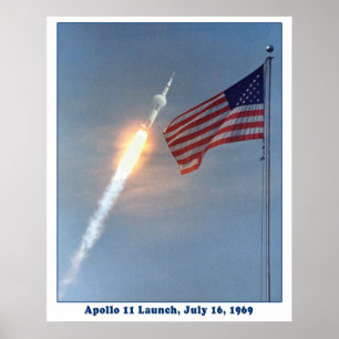 Poster Lancement d'Apollo 11 sur la Lune, 16 juillet 1969